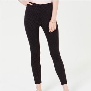 Maison Jules Super Slim Mid Rise Black Flocked Dot Stretch Leggings